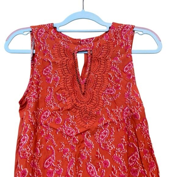 Daniel Rainn Paisley Key Hole Crochet Tank Top NWT Size Small Petite SP - Picture 6 of 13